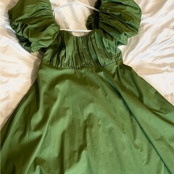 Abercrombie Women's Ruched Puff Sleeve Mini Dress in Green XXS Petite - Picture 4 of 6